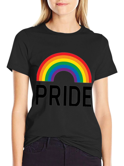 Pride Rainbow Graphic Tee - Black Cotton Casual Shirt