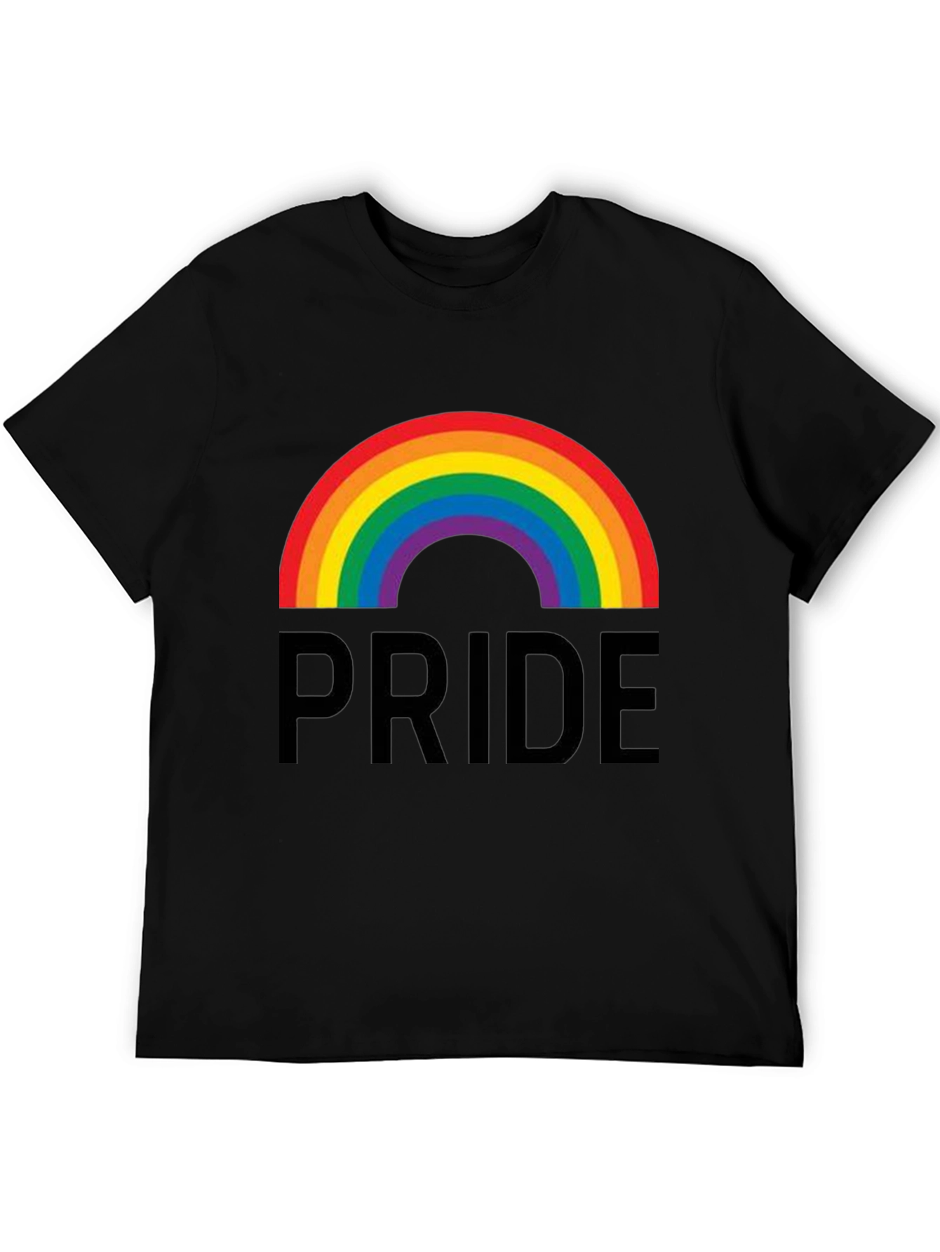 Pride Rainbow Graphic Tee - Black Cotton Casual Shirt