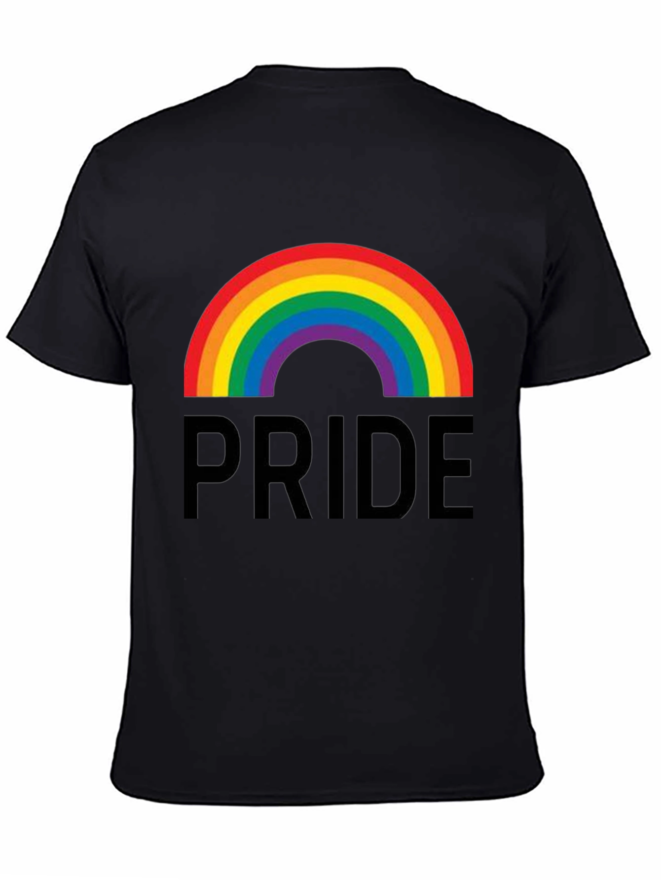 Pride Rainbow Graphic Tee - Black Cotton Casual Shirt