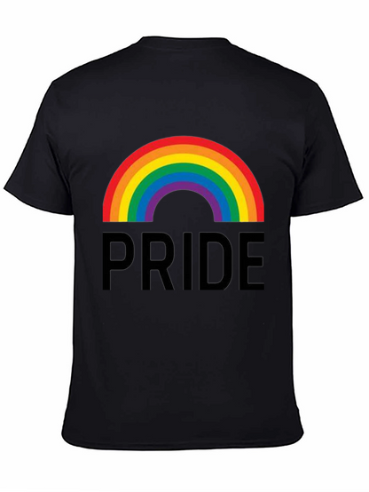 Pride Rainbow Graphic Tee - Black Cotton Casual Shirt