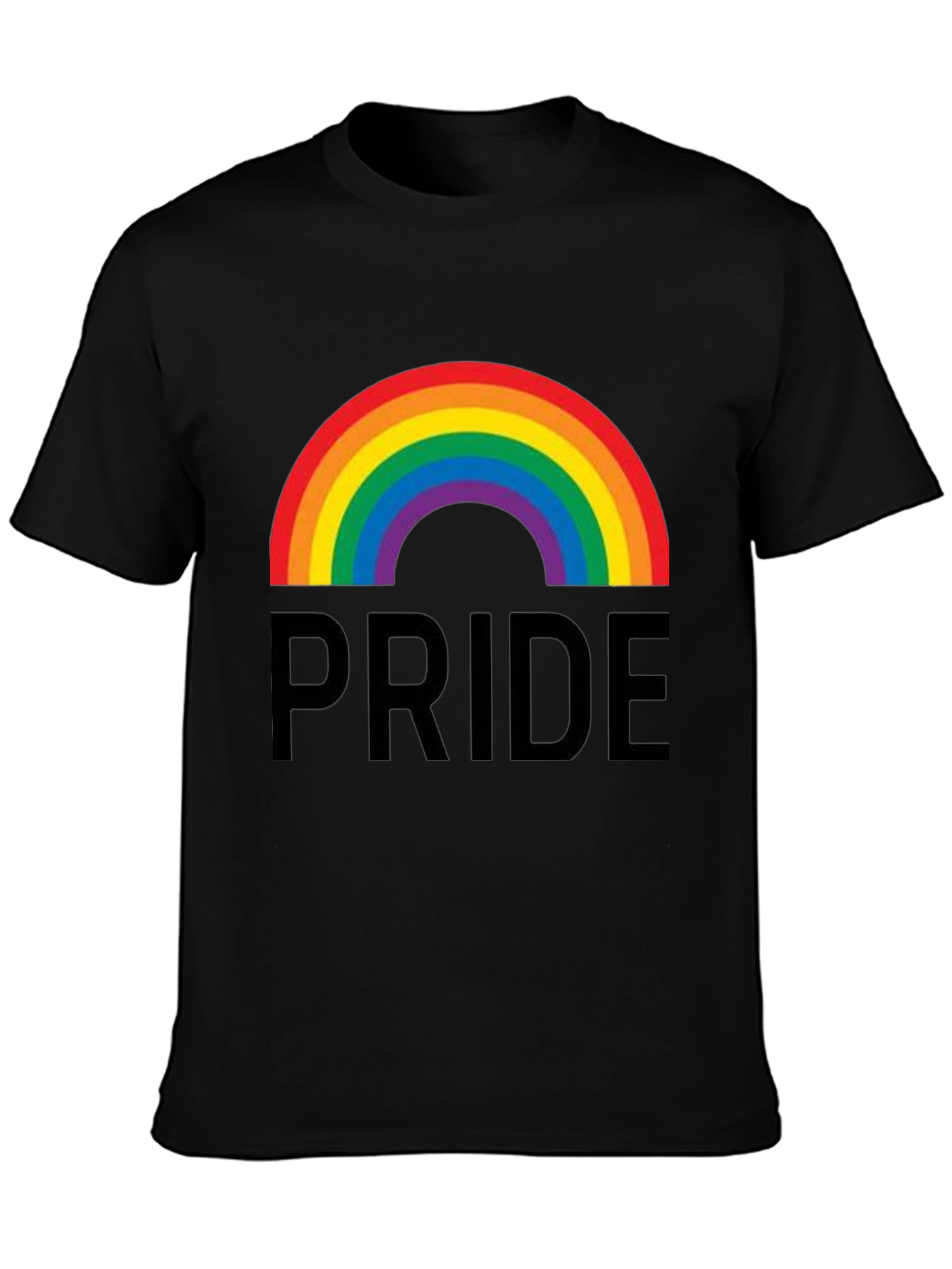 Pride Rainbow Graphic Tee - Black Cotton Casual Shirt