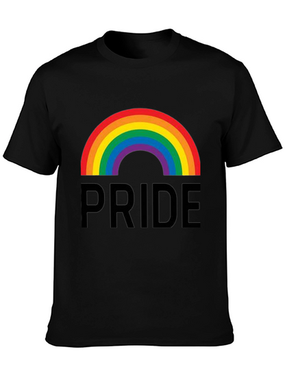 Pride Rainbow Graphic Tee - Black Cotton Casual Shirt