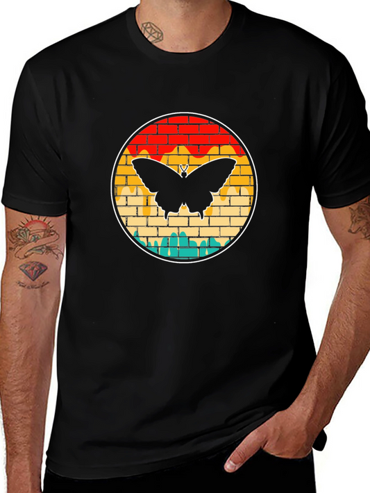 Butterfly Brick Wall Graphic Tee - Vintage Style