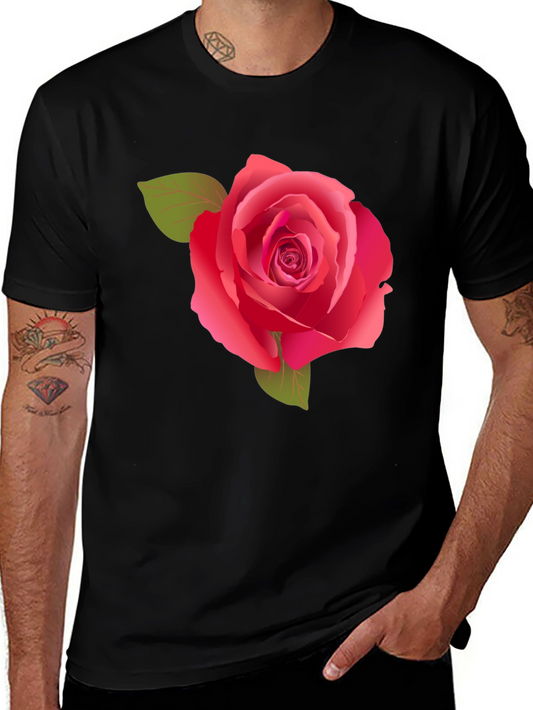 Rose Graphic Tee - Stylish Black Cotton Shirt
