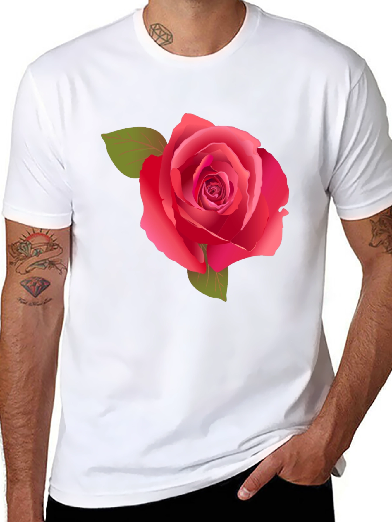 Rose Graphic Tee - Stylish Black Cotton Shirt