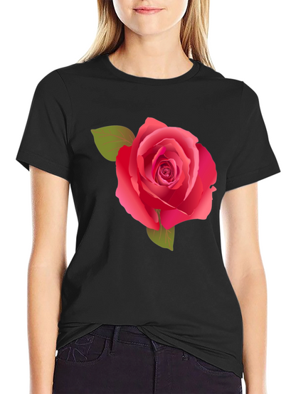 Rose Graphic Tee - Stylish Black Cotton Shirt