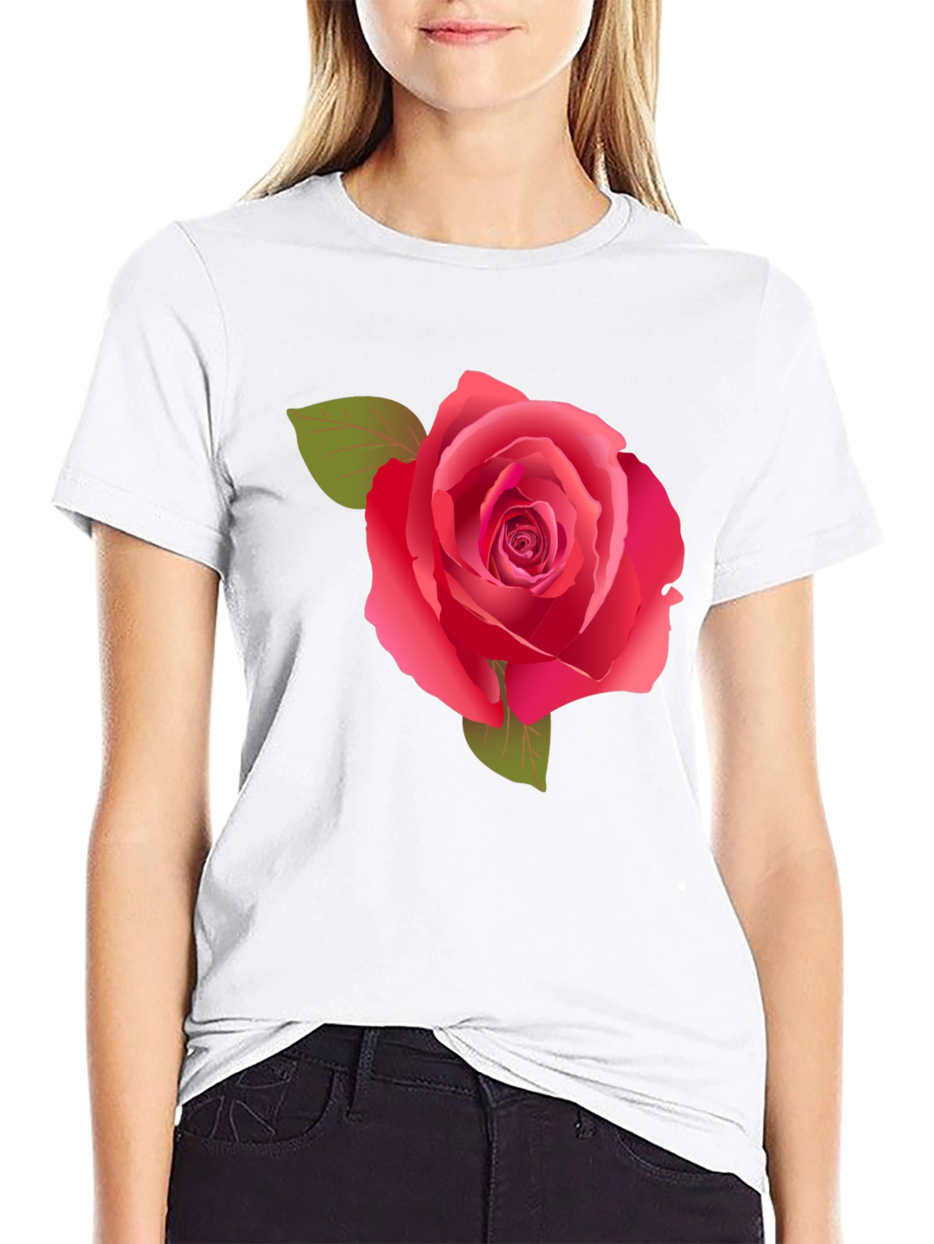 Rose Graphic Tee - Stylish Black Cotton Shirt