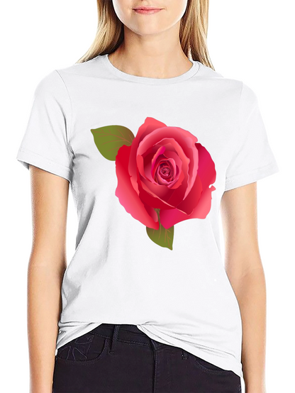 Rose Graphic Tee - Stylish Black Cotton Shirt