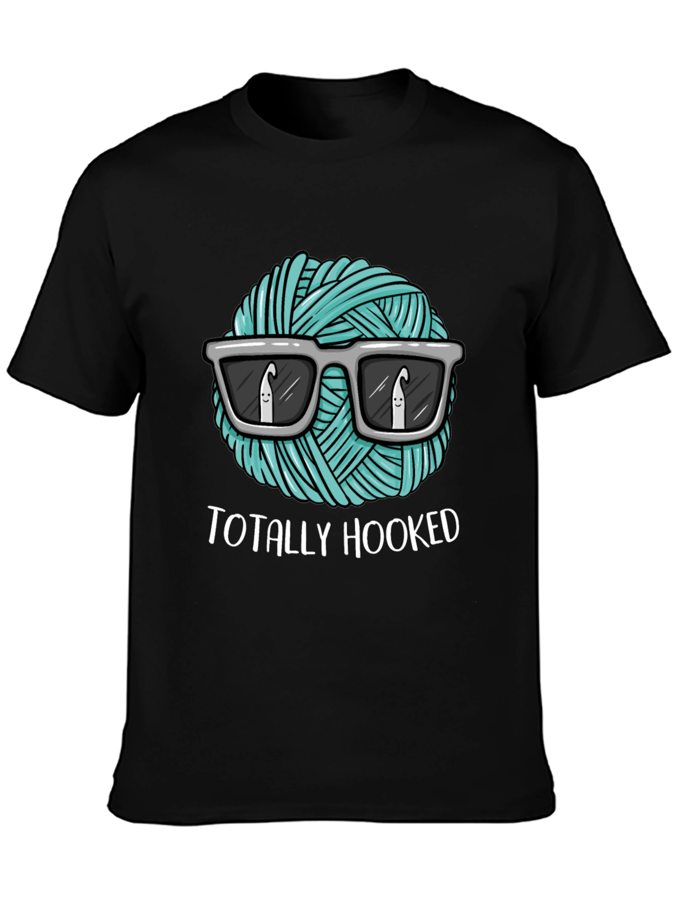 Totally Hooked T-Shirt - Crochet Yarn with Sunglasses