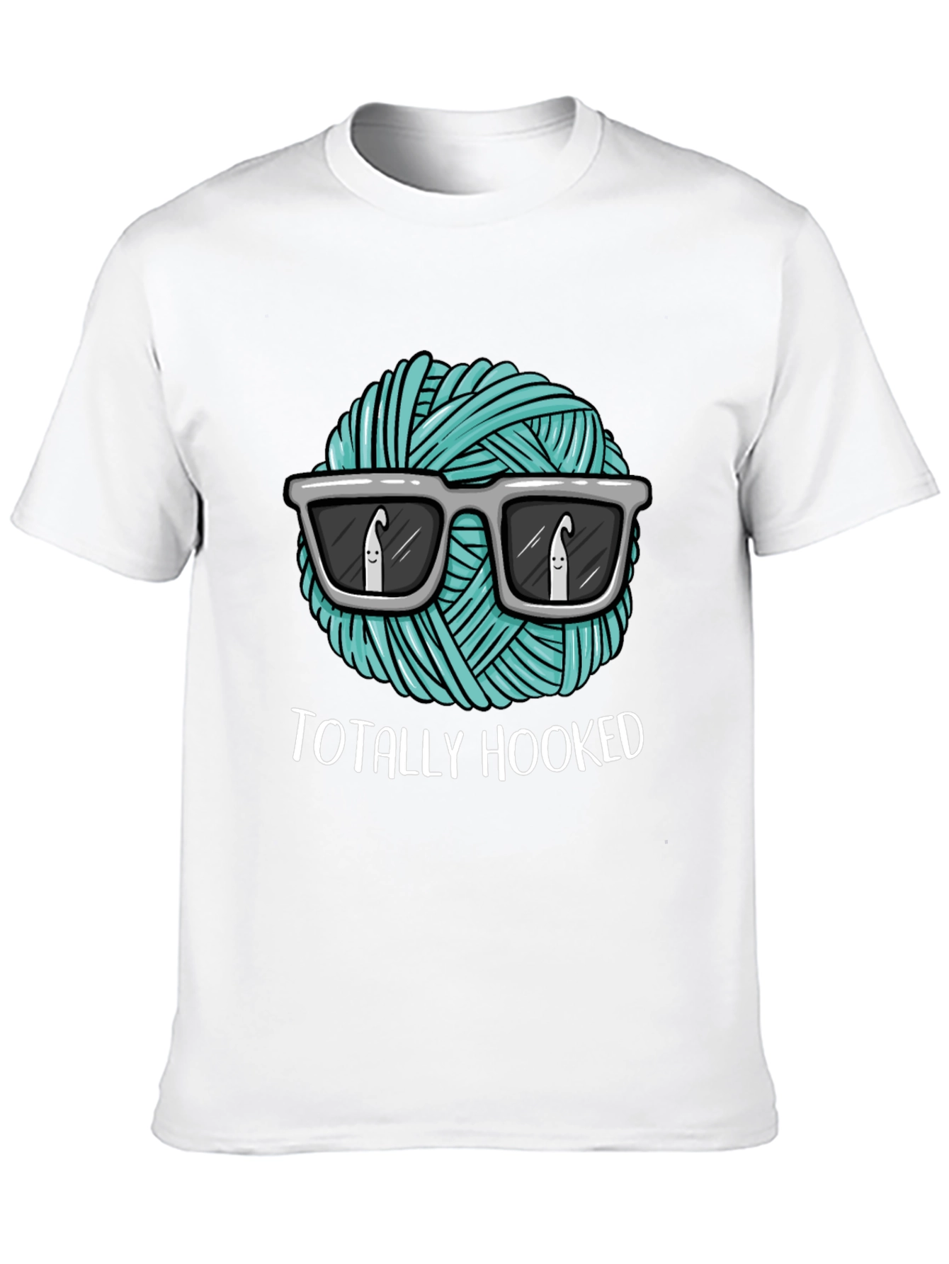 Totally Hooked T-Shirt - Crochet Yarn with Sunglasses