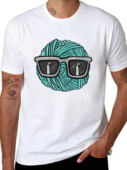 Totally Hooked T-Shirt - Crochet Yarn with Sunglasses