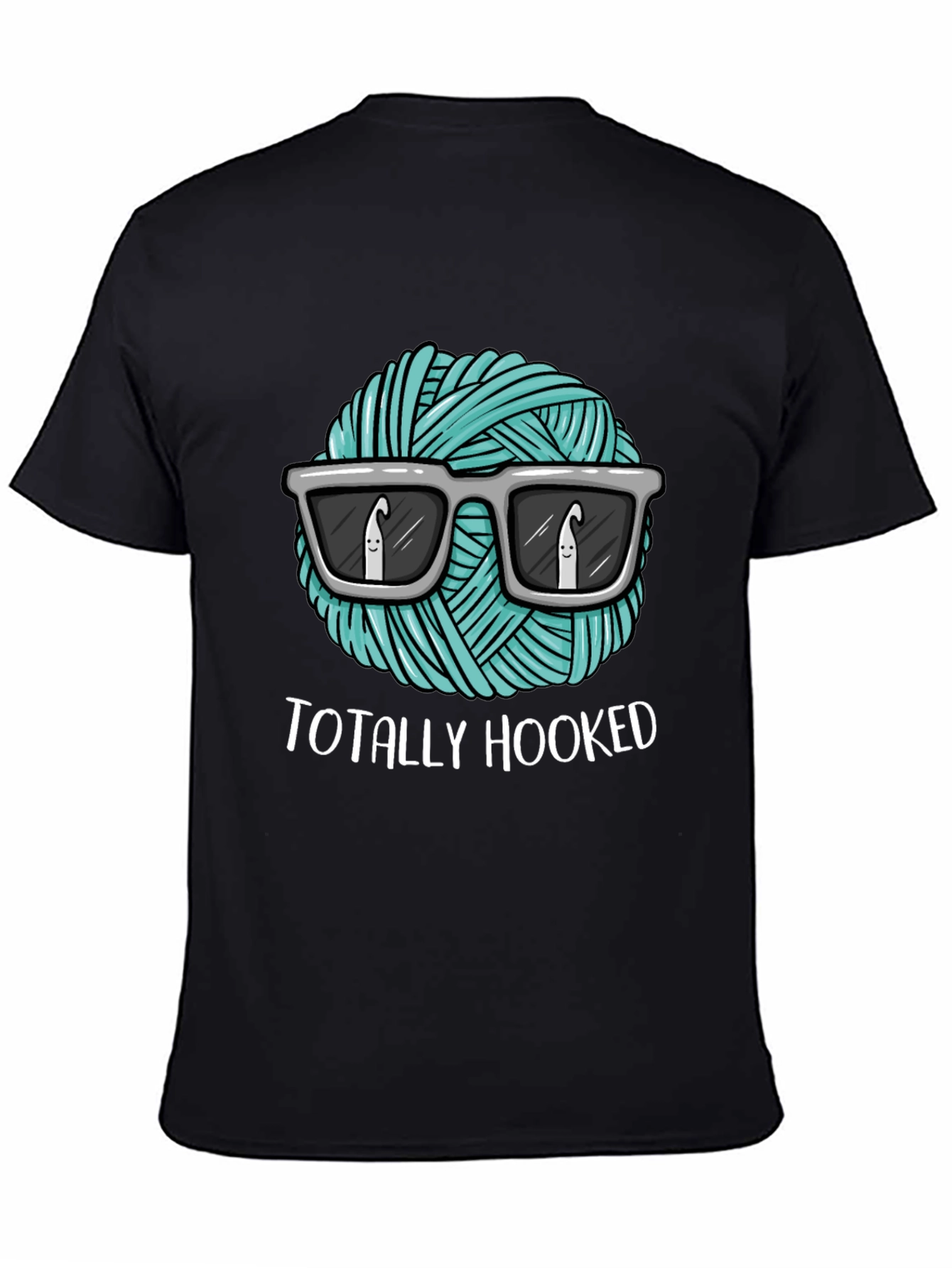 Totally Hooked T-Shirt - Crochet Yarn with Sunglasses