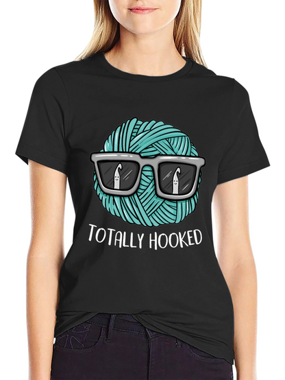 Totally Hooked T-Shirt - Crochet Yarn with Sunglasses
