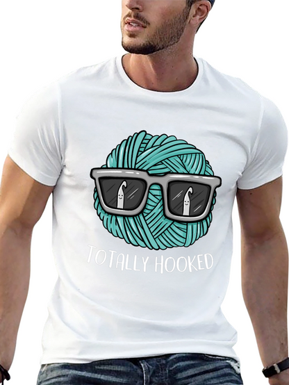 Totally Hooked T-Shirt - Crochet Yarn with Sunglasses