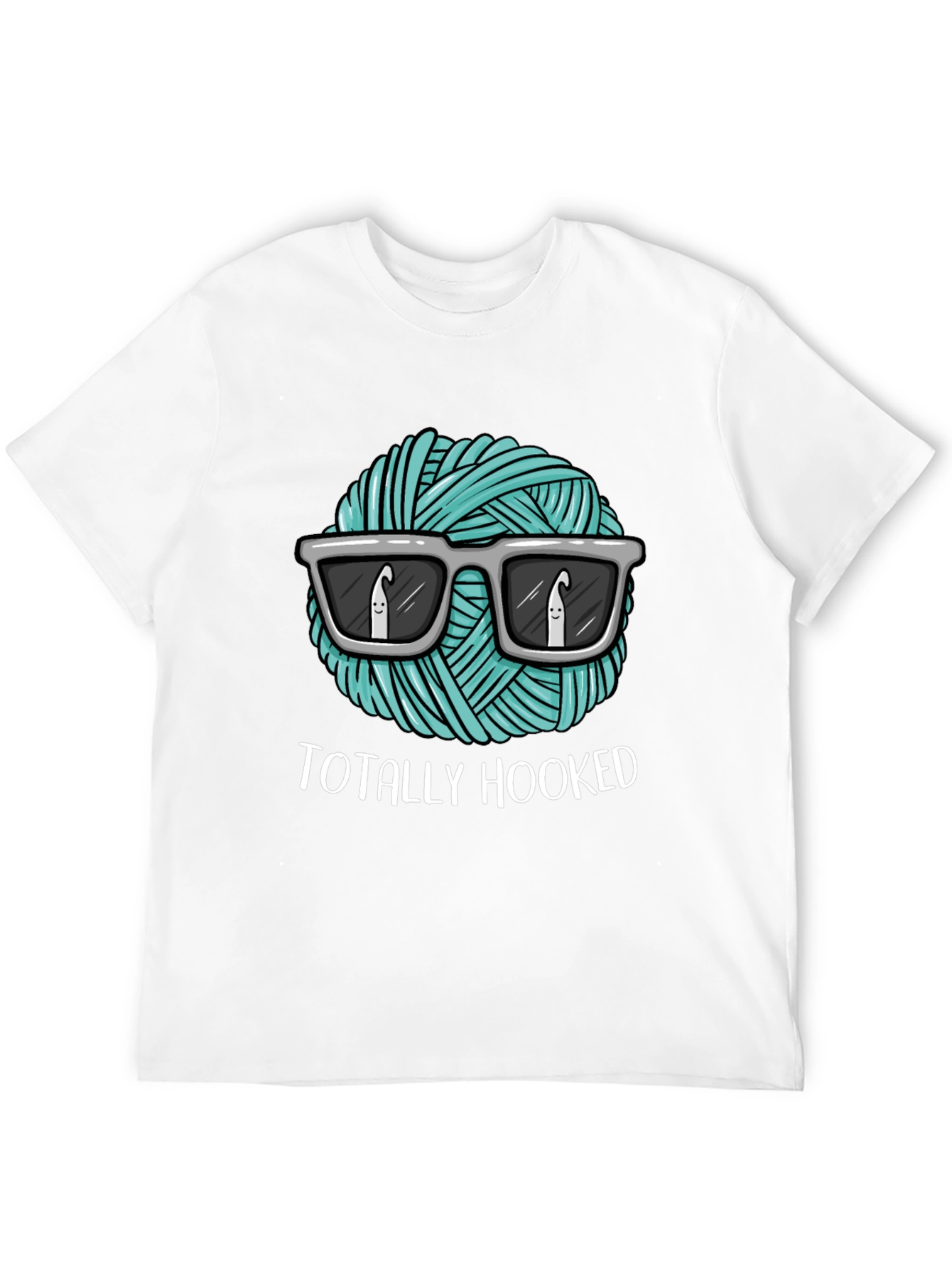 Totally Hooked T-Shirt - Crochet Yarn with Sunglasses
