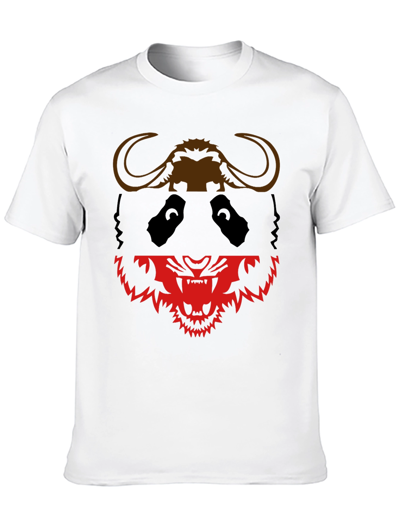 Black Graphic Tee: Panda Buffalo & Tiger Design