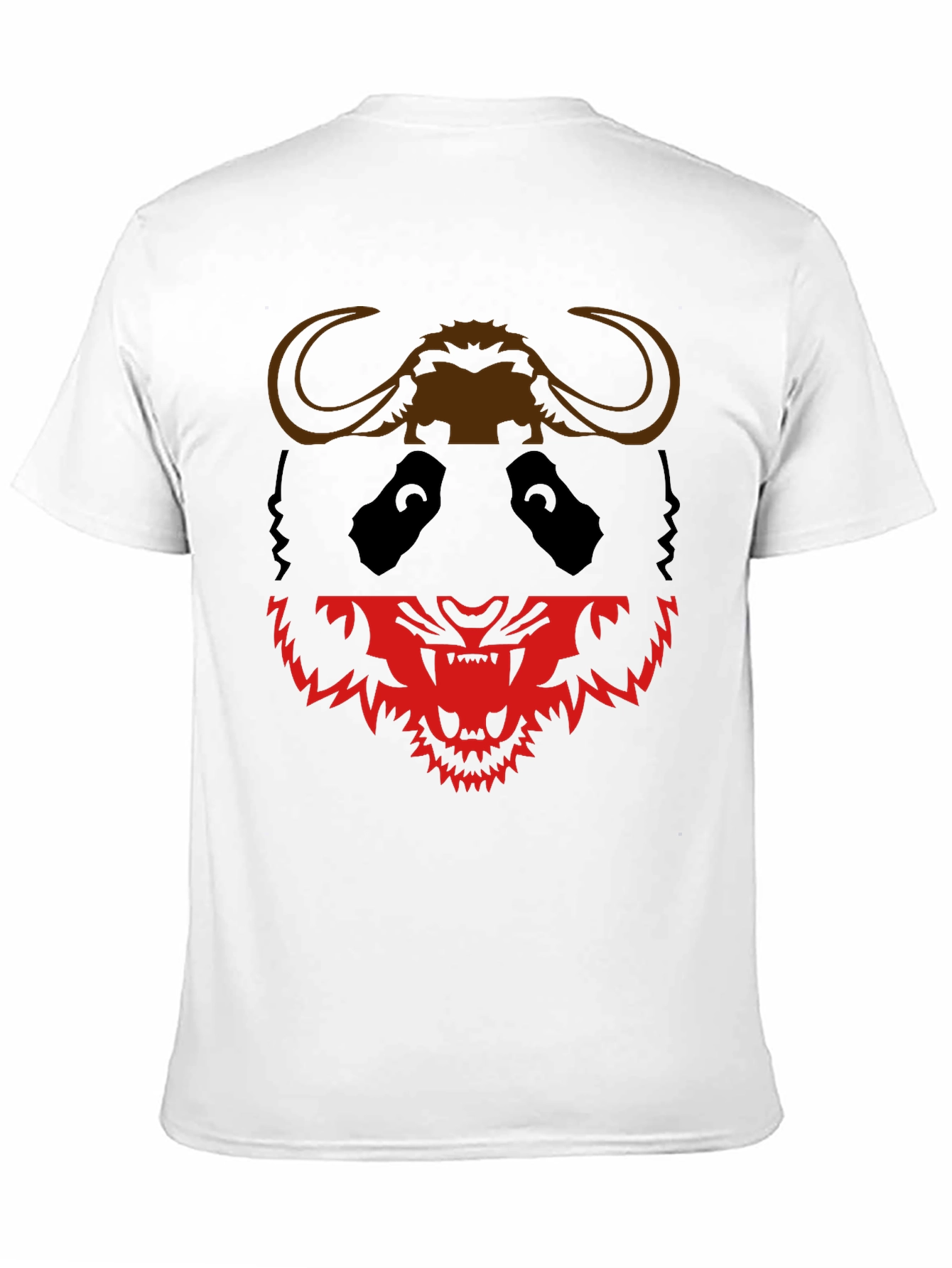 Black Graphic Tee: Panda Buffalo & Tiger Design