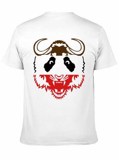 Black Graphic Tee: Panda Buffalo & Tiger Design