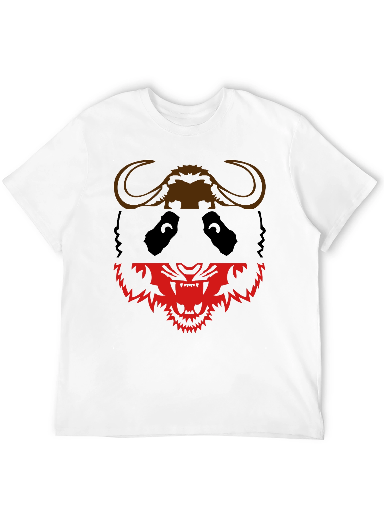 Black Graphic Tee: Panda Buffalo & Tiger Design