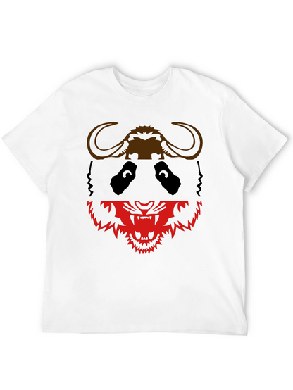 Black Graphic Tee: Panda Buffalo & Tiger Design