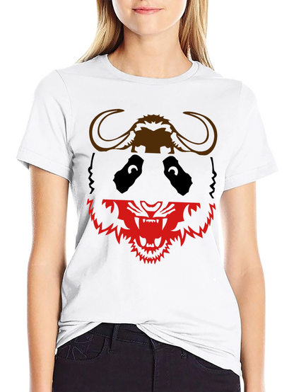 Black Graphic Tee: Panda Buffalo & Tiger Design
