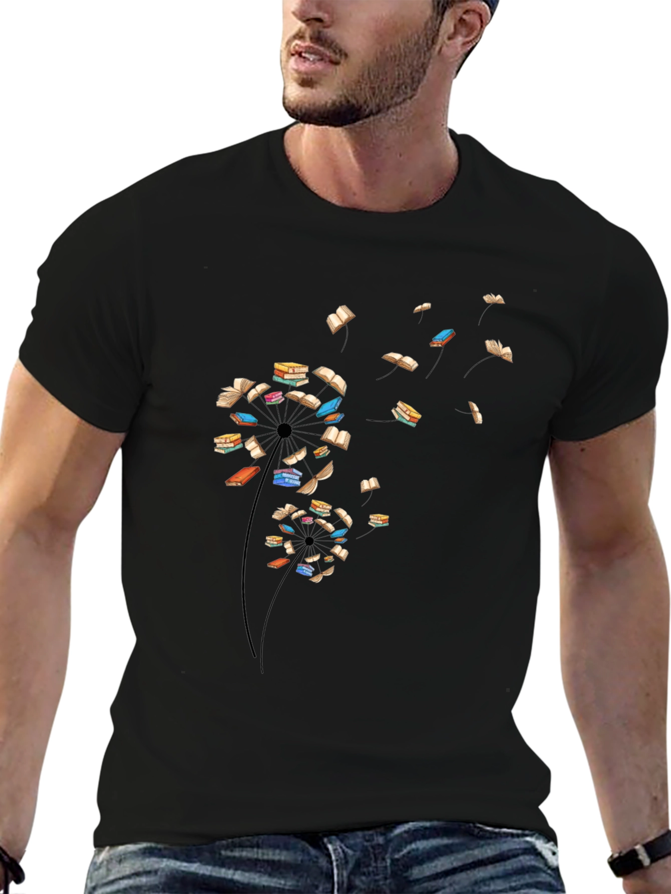 Book Dandelion T-Shirt - Literary Black Tee