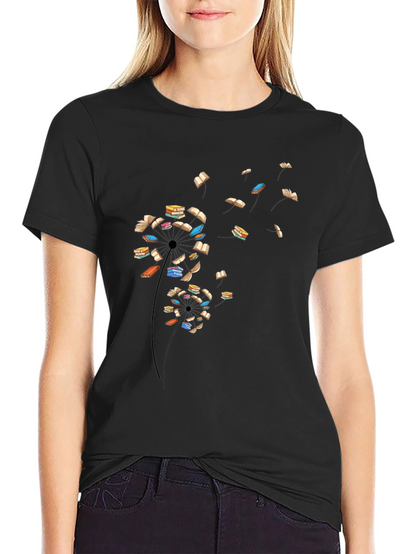Book Dandelion T-Shirt - Literary Black Tee