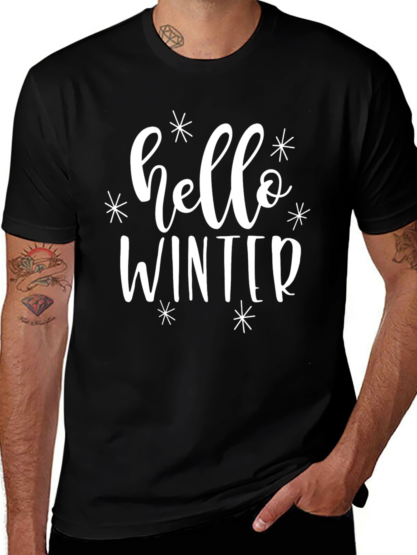 Hello Winter Black Graphic Tee