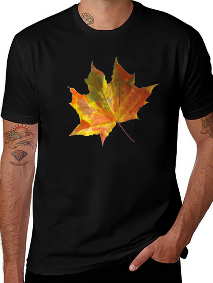 Autumn Leaf Graphic Tee - Mens Black T-Shirt