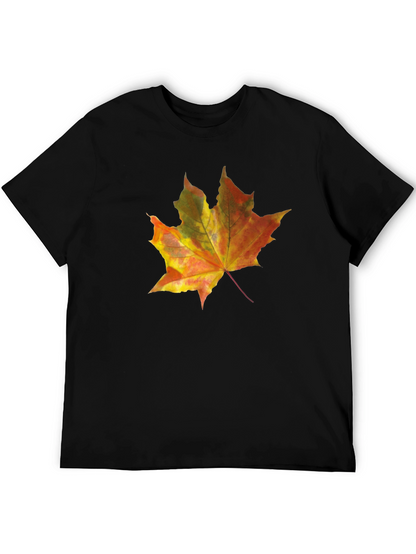 Autumn Leaf Graphic Tee - Mens Black T-Shirt