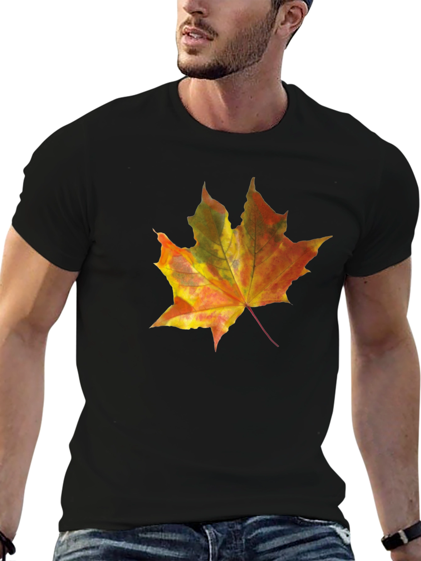 Autumn Leaf Graphic Tee - Mens Black T-Shirt