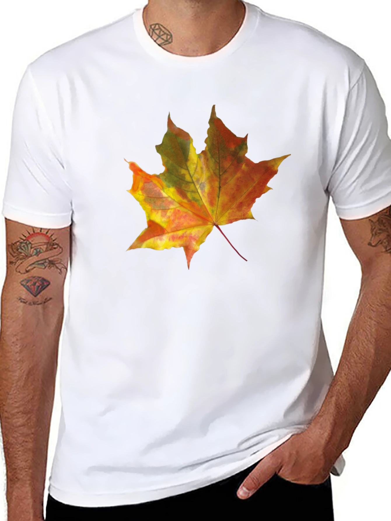 Autumn Leaf Graphic Tee - Mens Black T-Shirt