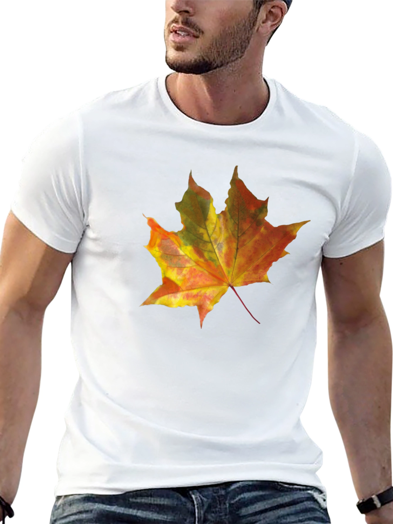 Autumn Leaf Graphic Tee - Mens Black T-Shirt