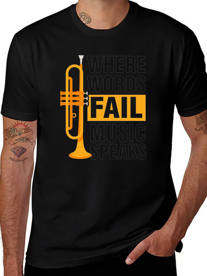 Music Speaks T-Shirt - Trumpet Design - Unisex Tee