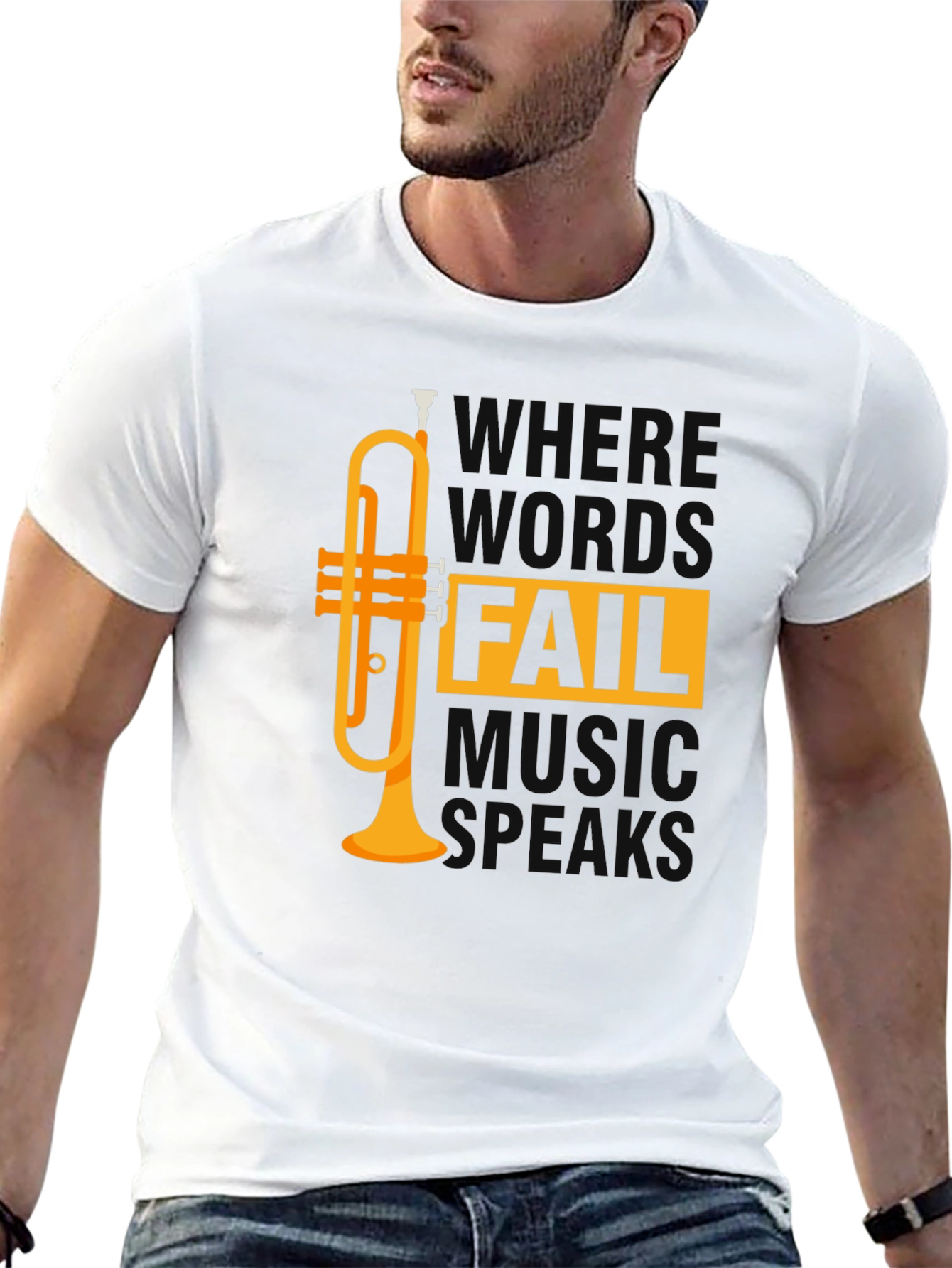 Music Speaks T-Shirt - Trumpet Design - Unisex Tee