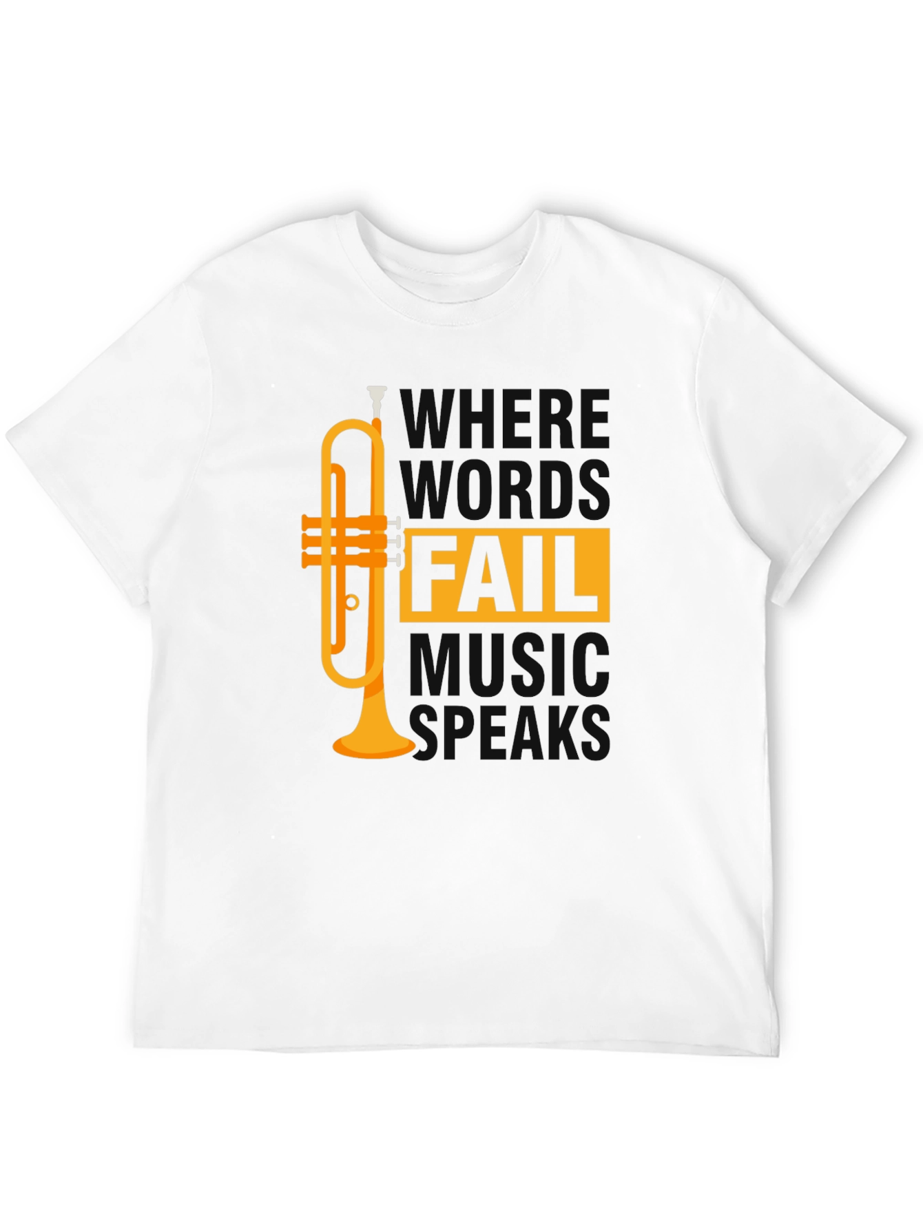 Music Speaks T-Shirt - Trumpet Design - Unisex Tee