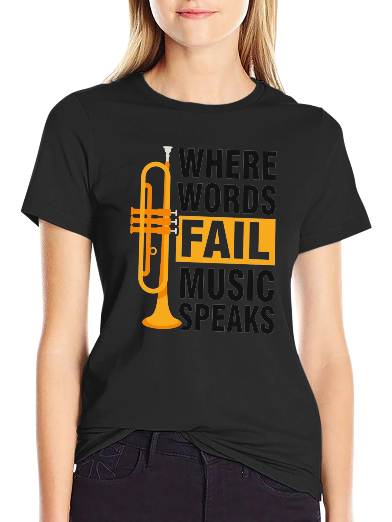 Music Speaks T-Shirt - Trumpet Design - Unisex Tee
