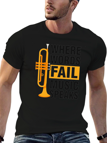 Music Speaks T-Shirt - Trumpet Design - Unisex Tee