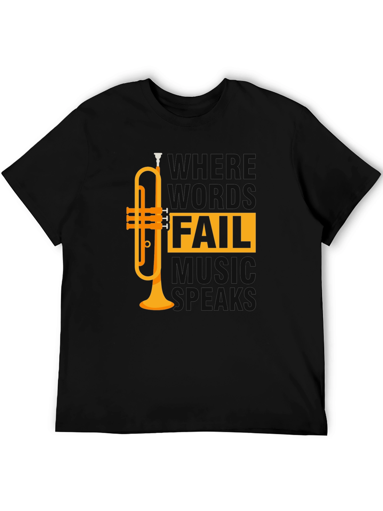 Music Speaks T-Shirt - Trumpet Design - Unisex Tee
