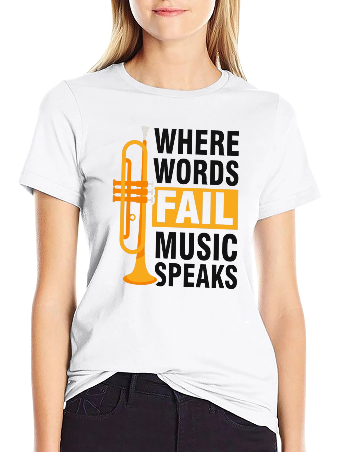 Music Speaks T-Shirt - Trumpet Design - Unisex Tee