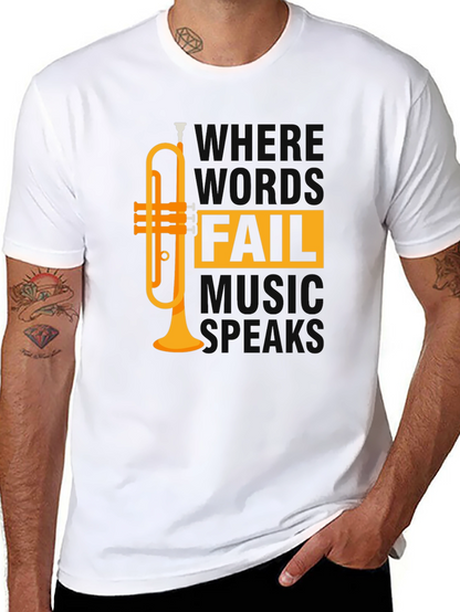 Music Speaks T-Shirt - Trumpet Design - Unisex Tee