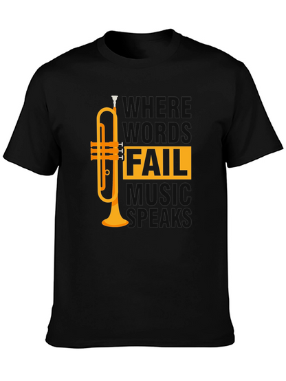 Music Speaks T-Shirt - Trumpet Design - Unisex Tee