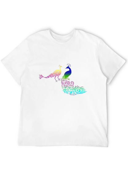 Peacock Graphic Print Black T-Shirt