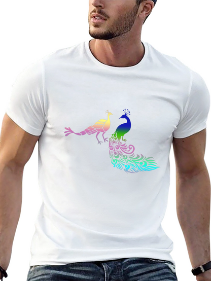 Peacock Graphic Print Black T-Shirt