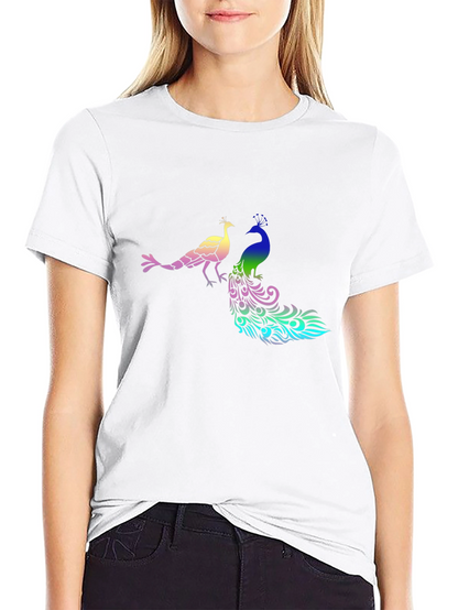 Peacock Graphic Print Black T-Shirt