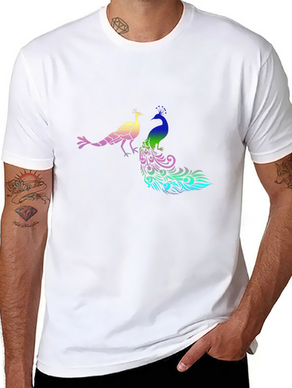 Peacock Graphic Print Black T-Shirt