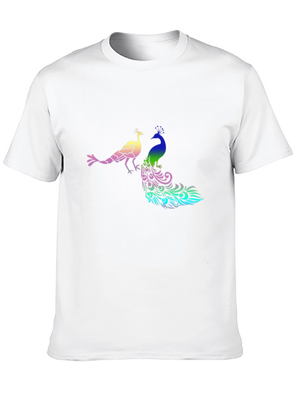 Peacock Graphic Print Black T-Shirt
