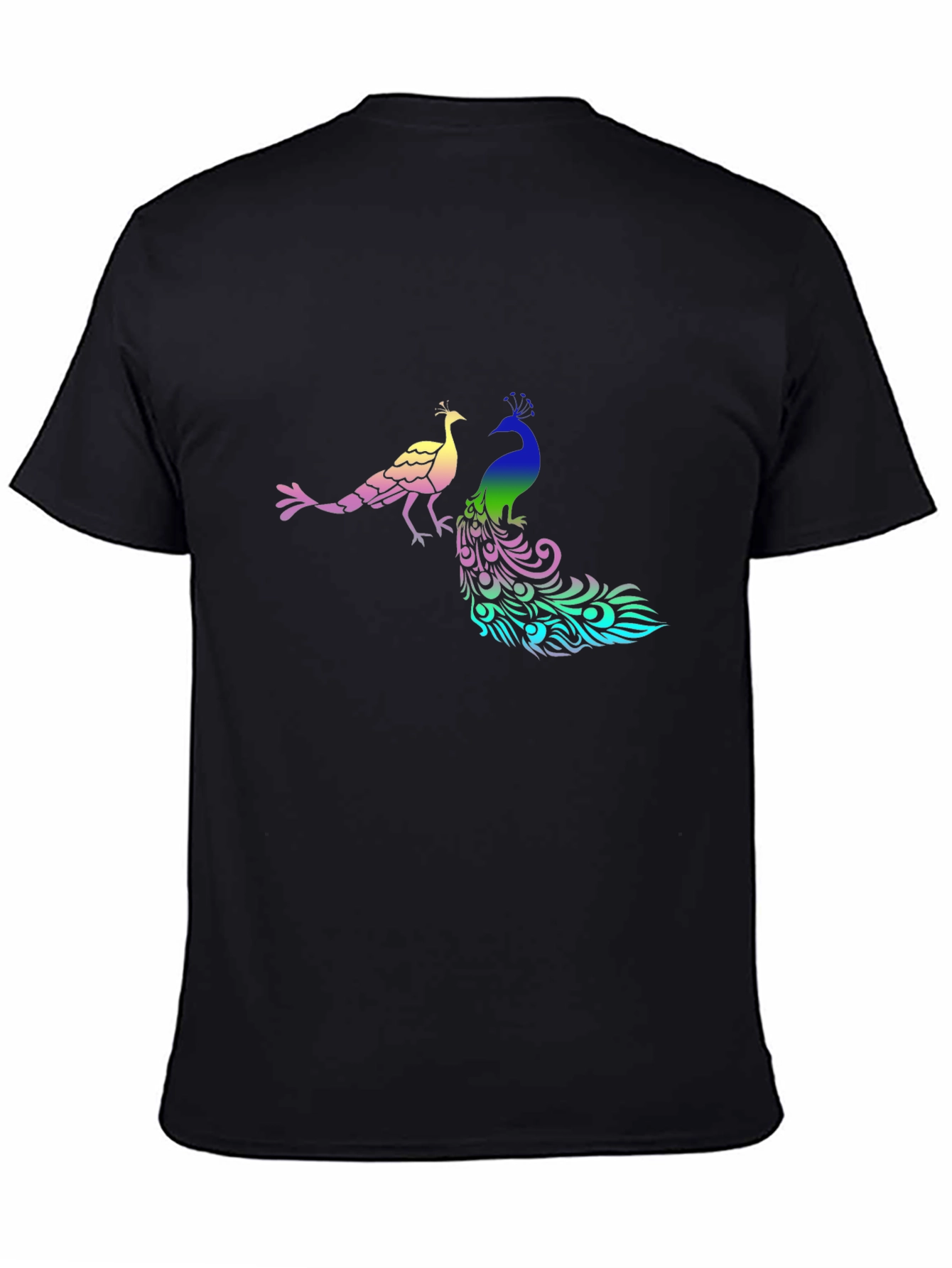 Peacock Graphic Print Black T-Shirt