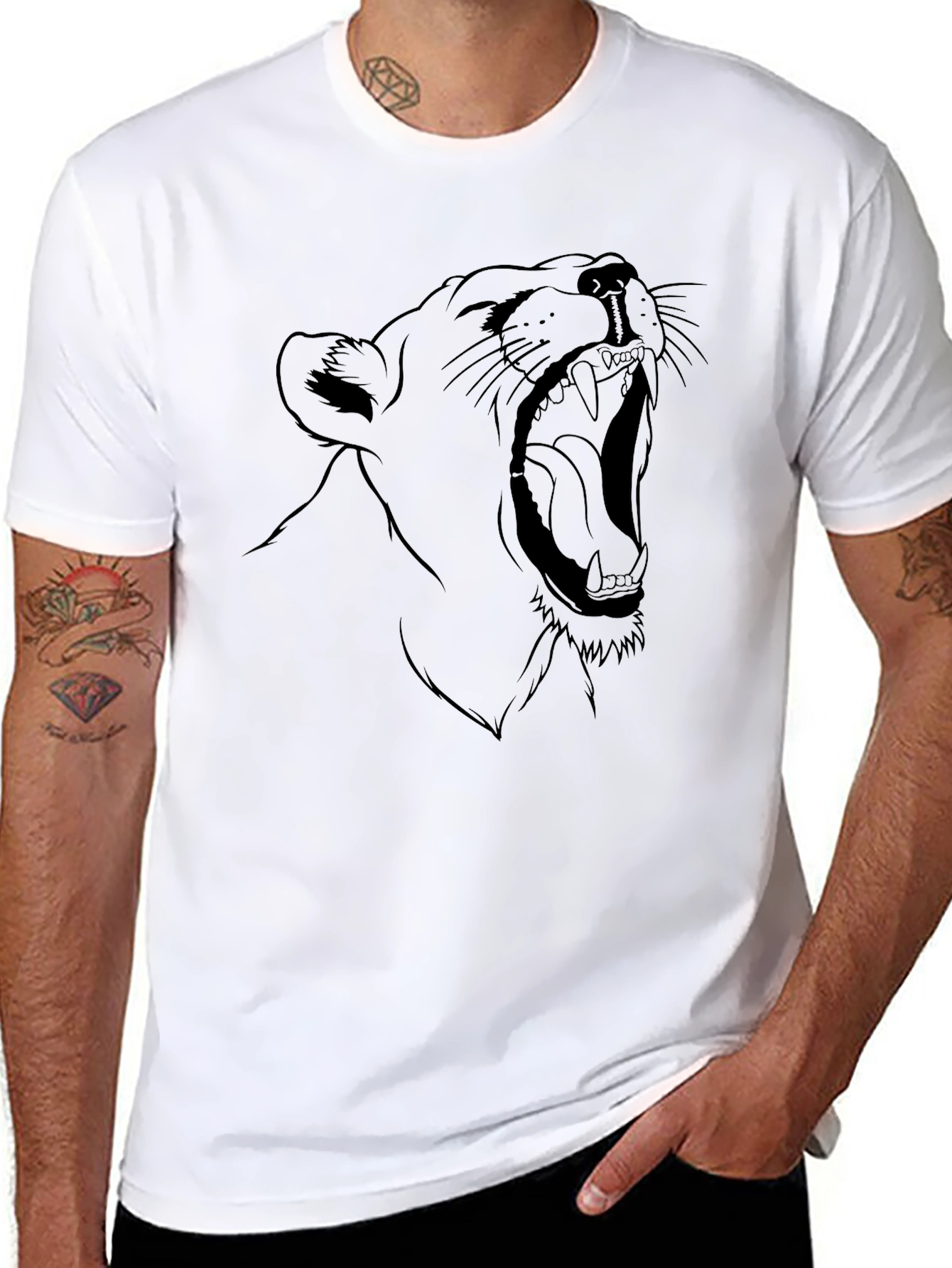 Roaring Lion Graphic Tee - Black Cotton T-Shirt