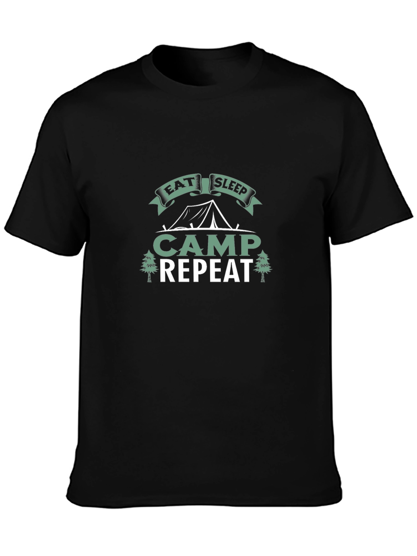 Eat Sleep Camp Repeat Black T-Shirt